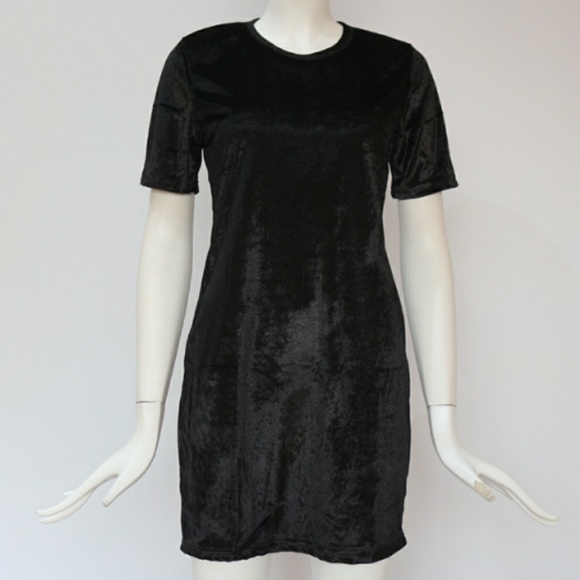 BLACK CRUSHED VELVET DRESS - Picture 4 of 5